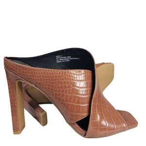 New York & Company Brown Sofia Women's Open Toe Backless High Heel Mules Sz 7